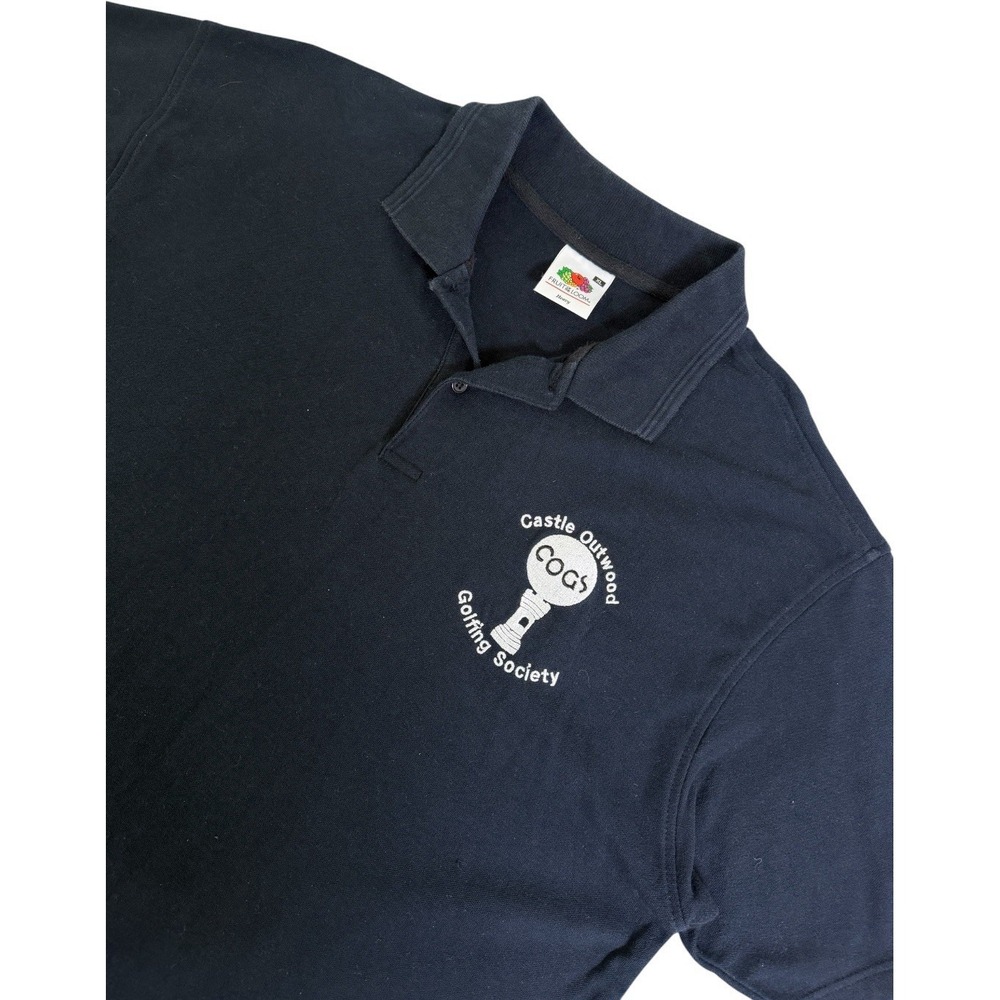 Fruit of the Loom Polo Shirt Mens XL Navy Castle Outwood Golfing Society